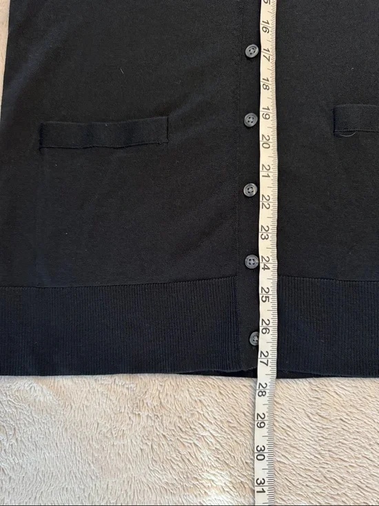 Banana Republic 100% Merino Wool Black Longline V-Neck Oversized Cardigan sz S - Picture 6 of 8